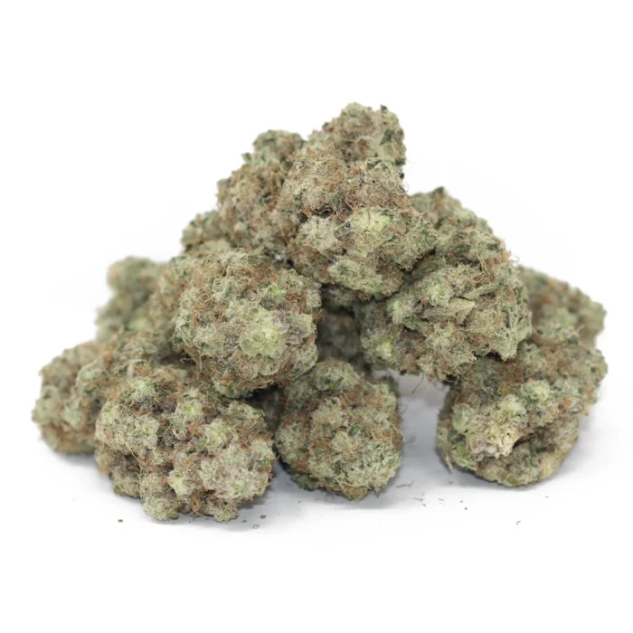 Frosted Fruit Cake is a popular indica-dominant hybrid cannabis strain, known for its sweet, fruity flavor and balanced, relaxing effects. Created by crossing Jungle Cake with Strawberry Shortcake, this strain has a strong indica influence, with an 80% indica and 20% sativa ratio. Users of the Frosted Fruit Cake strain enjoy a high that starts with a euphoric, uplifting mental buzz, perfect for enhancing creativity and focus. This initial cerebral effect is followed by a calming body high that gently relieves tension and pain without causing drowsiness, making Frosted Fruit Cake a versatile choice for both daytime and evening use. The flavor profile of this strain is predominantly sweet and fruity, featuring notes of strawberry and cake with earthy undertones and a hint of diesel aroma. Frosted Fruit Cake has THC levels that range from 18% to 25%, offering potent effects that are beneficial for managing chronic pain, stress, anxiety, and mood disorders. The strain’s dense, trichome-coated buds are visually appealing, with vibrant shades of green, hints of purple, and orange pistils. The high resin content of Frosted Fruit Cake makes it suitable for extraction, making it a popular choice among users who enjoy concentrates and edibles. This strain’s complex flavor, combined with its well-rounded effects, make it a favorite for both recreational use and medical relief. Frosted Fruit Cake is perfect for those seeking a flavorful and potent cannabis experience.