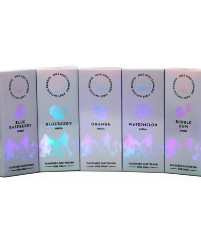 The Mile High Cannabis Vape Pen is a high-potency THC shatter pen, ideal for those who value convenience, potency, and flavor in their cannabis experience. This vape pen contains 1 gram of premium shatter concentrate, providing users with the benefits of concentrated THC in a discreet, portable design. Available in Indica, Sativa, and Hybrid strains, the Mile High Cannabis Vape Pen caters to a range of preferences and effects. The Indica strains deliver a relaxing and calming experience, perfect for evening use or unwinding after a long day. The Sativa option offers an energizing, uplifting high, ideal for daytime activities or creative tasks. The Hybrid strain combines the best of both Indica and Sativa, providing a balanced high suitable for versatile use. Each Mile High THC Vape Pen is designed with a rechargeable feature, ensuring that users can fully consume the shatter concentrate without worrying about battery life. The vape pen’s design is compact and discreet, making it easy to carry and perfect for on-the-go usage. Enhanced with natural flavors derived from organic terpenes, each puff provides an authentic taste experience that cannabis enthusiasts will enjoy. Known for its smooth vapor and strain-specific taste, the Mile High Cannabis Vape Pen offers a flavorful and powerful way to consume THC. This vape pen is ideal for both recreational users and medical cannabis patients who seek relief from stress, anxiety, and mild pain. With its high-quality materials and potent effects, the Mile High Cannabis Vape Pen is a top choice for those who want a reliable, satisfying, and flavorful THC experience. Major benefits include its discreet design, powerful shatter concentrate, and rechargeable feature, making it a versatile and enjoyable option for any cannabis consumer.